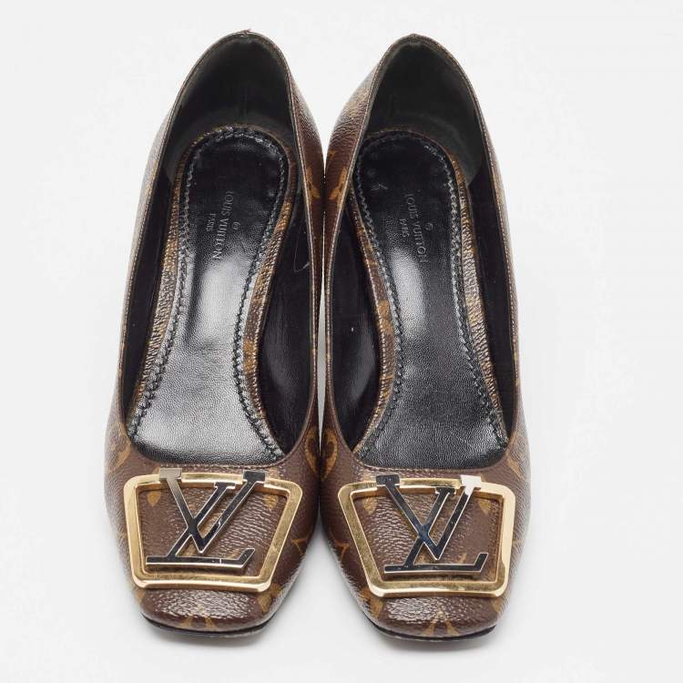 Pre Owned Louis Vuitton Brown Monogram Canvas Madeleine Pumps Size 37