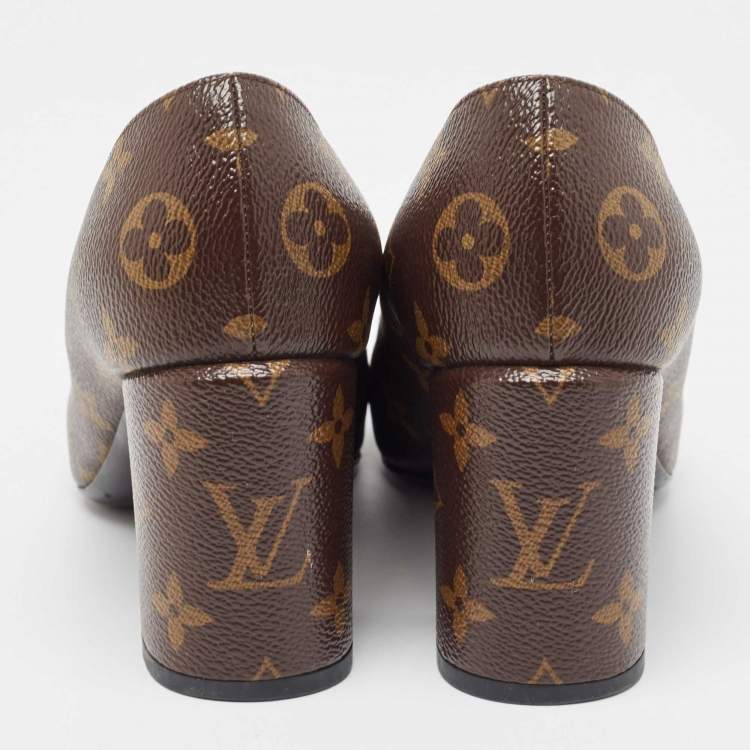 Pre Owned Louis Vuitton Brown Monogram Canvas Madeleine Pumps Size 37