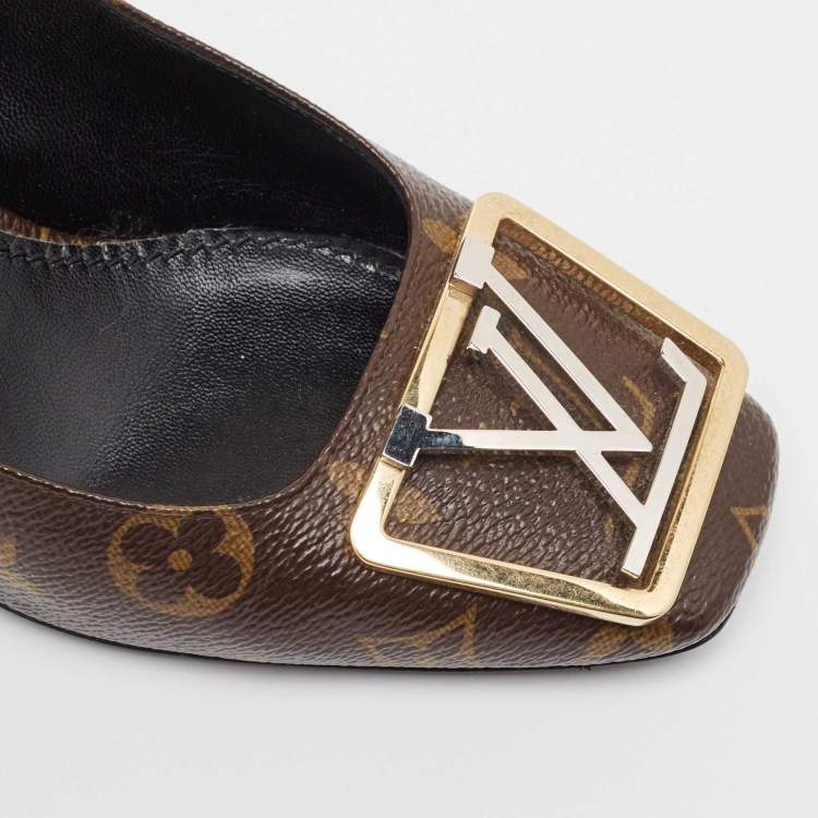 Pre Owned Louis Vuitton Brown Monogram Canvas Madeleine Pumps Size 37