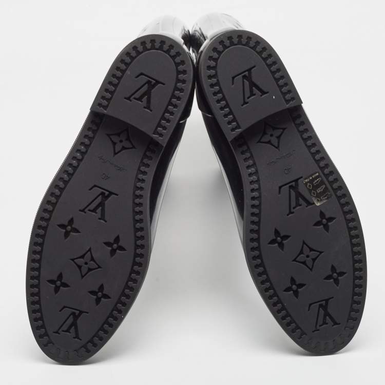 Pre Owned Louis Vuitton Black Monogram Rubber Rain Boots Size 40