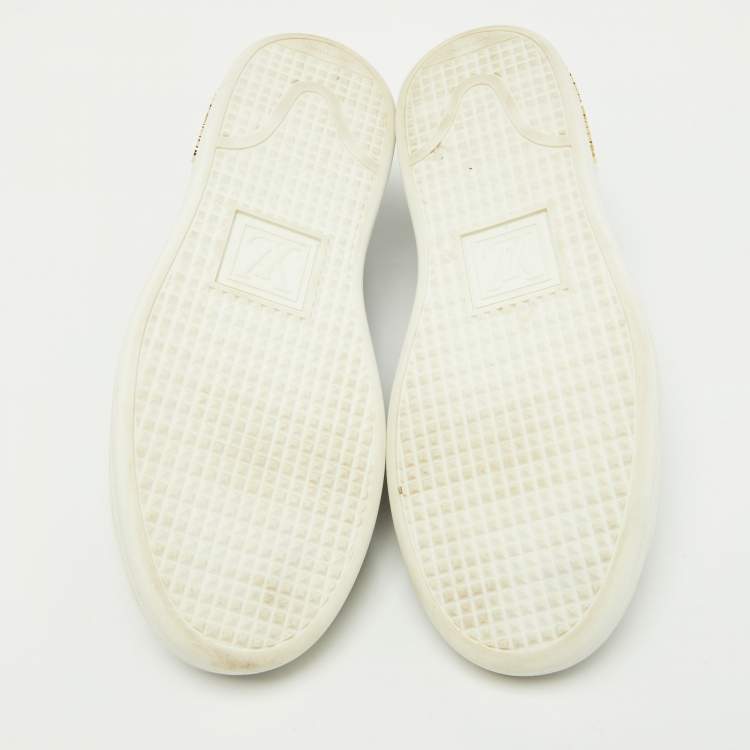 Pre Owned Louis Vuitton Brown/Black Monogram Canvas and Patent Leather Frontrow Sneakers Size 36