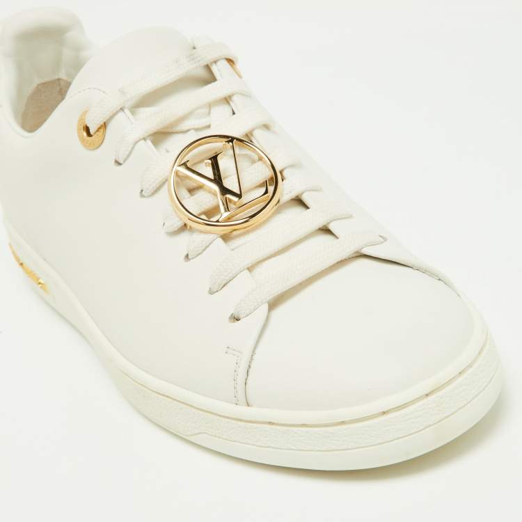 Pre Owned Louis Vuitton White/Gold Leather Frontrow Sneakers Size 36