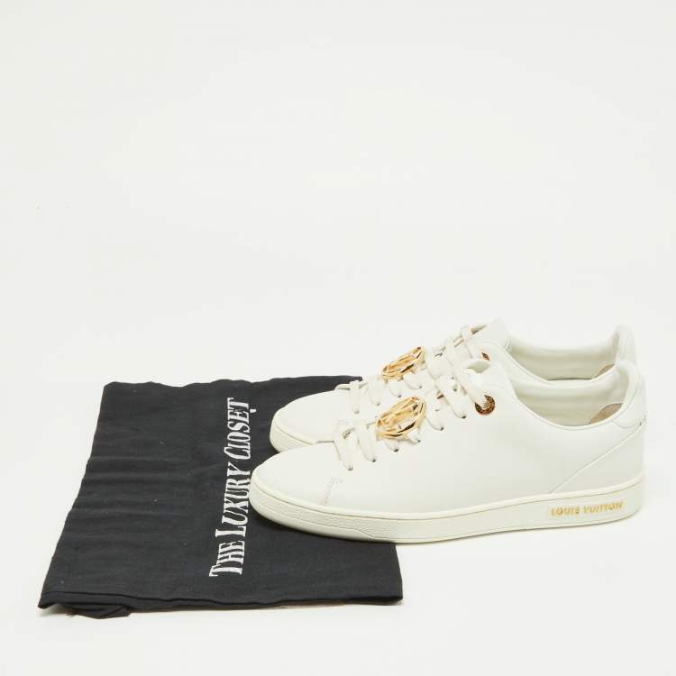 Pre Owned Louis Vuitton White/Gold Leather Frontrow Sneakers Size 36