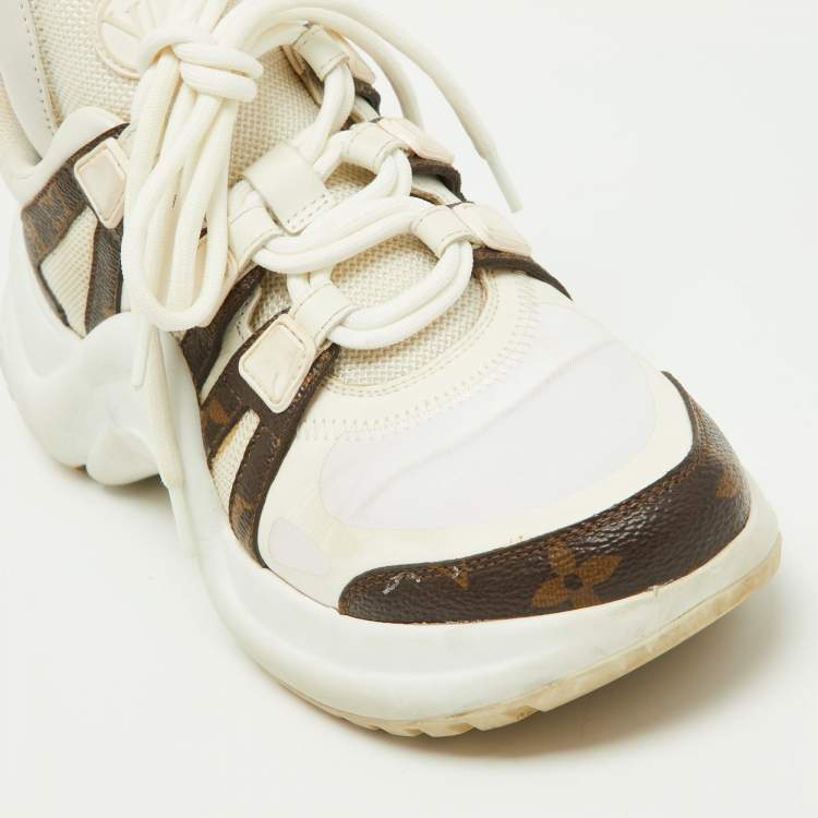 Pre Owned Louis Vuitton White Mesh and Nylon Archlight Sneakers Size 36