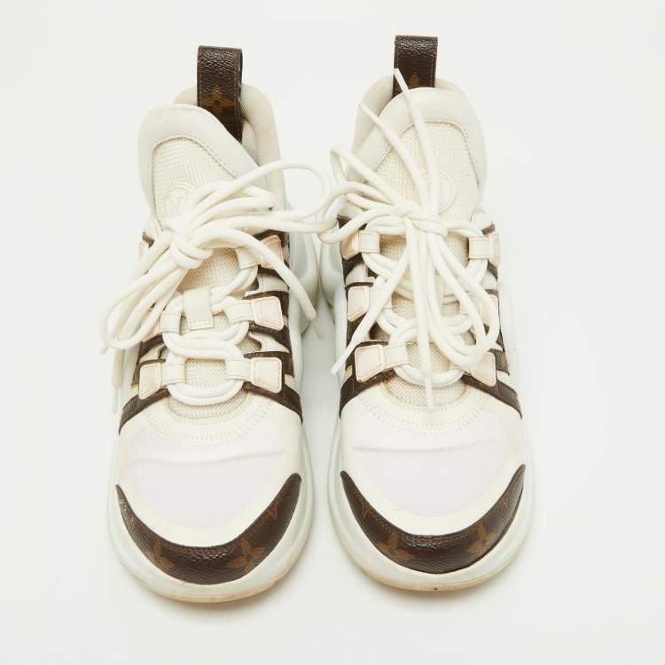 Pre Owned Louis Vuitton White Mesh and Nylon Archlight Sneakers Size 36