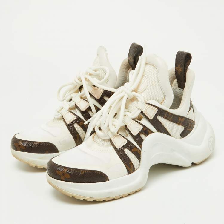 Pre Owned Louis Vuitton White Mesh and Nylon Archlight Sneakers Size 36