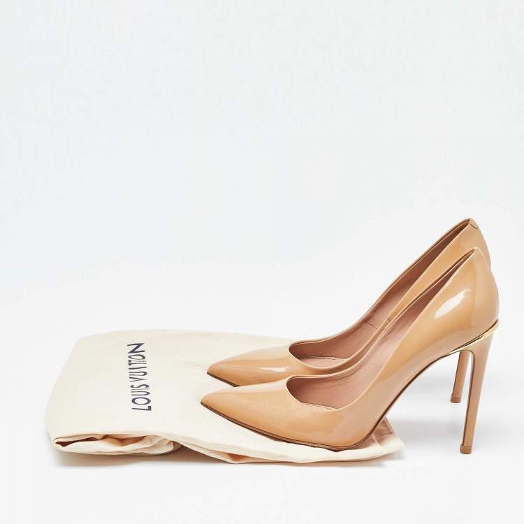 Pre Owned Louis Vuitton Beige Patent Leather Eyeline Pumps Size 37