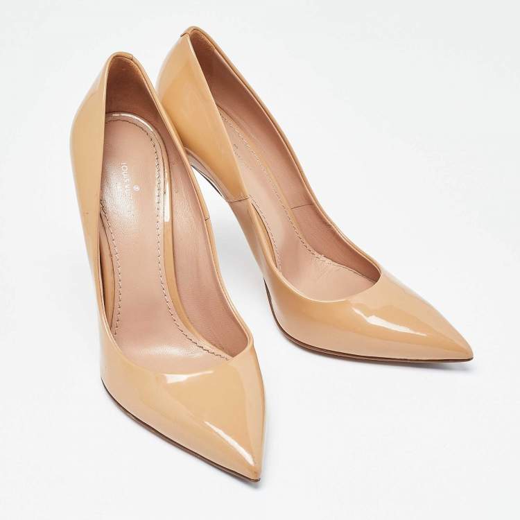 Pre Owned Louis Vuitton Beige Patent Leather Eyeline Pumps Size 37