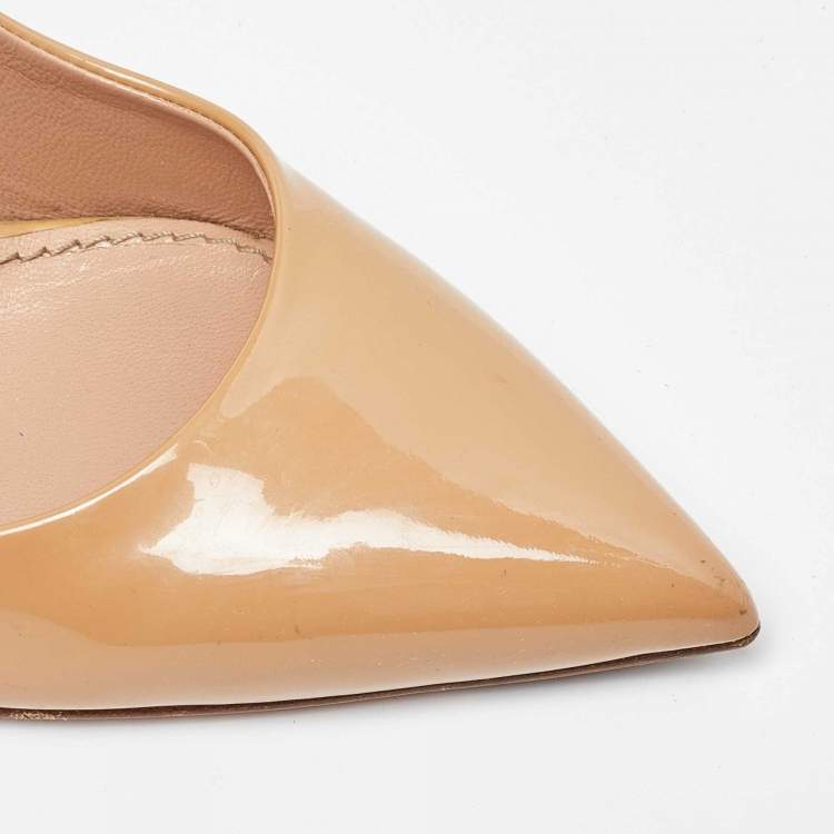Pre Owned Louis Vuitton Beige Patent Leather Eyeline Pumps Size 37