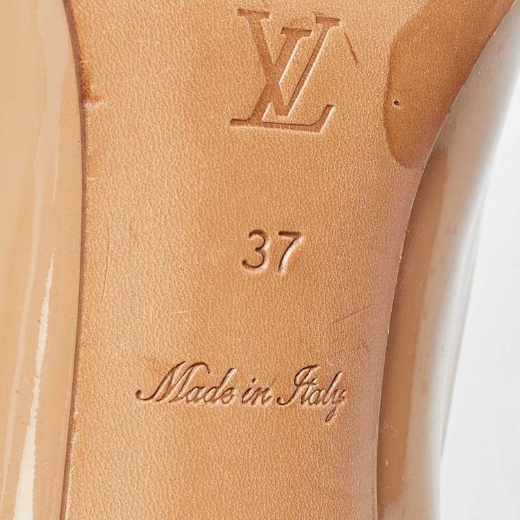 Pre Owned Louis Vuitton Beige Patent Leather Eyeline Pumps Size 37