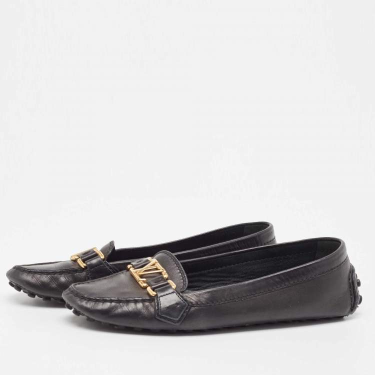 مملوكة مسبقًا Louis Vuitton Black Leather Oxford Loafers Size 37.5