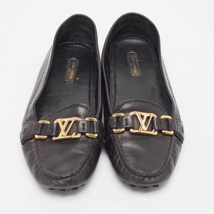 مملوكة مسبقًا Louis Vuitton Black Leather Oxford Loafers Size 37.5