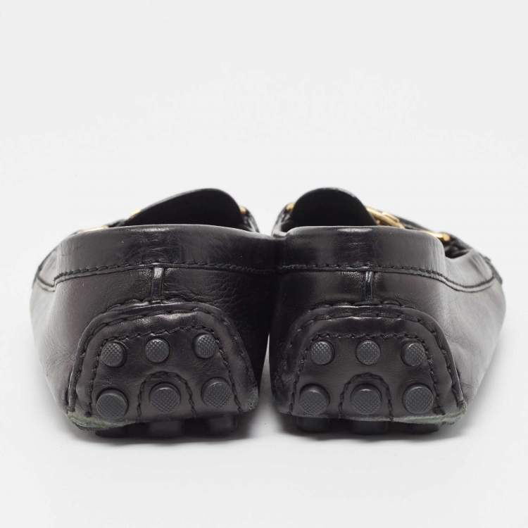 مملوكة مسبقًا Louis Vuitton Black Leather Oxford Loafers Size 37.5
