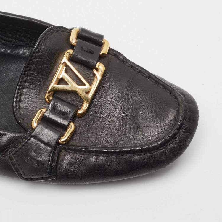 مملوكة مسبقًا Louis Vuitton Black Leather Oxford Loafers Size 37.5