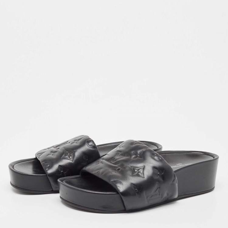 Pre Owned Louis Vuitton Black Leather Waterfront Sandals Size 36