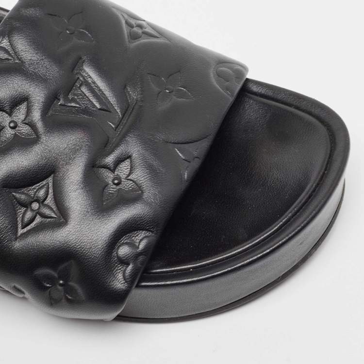 Pre Owned Louis Vuitton Black Leather Waterfront Sandals Size 36