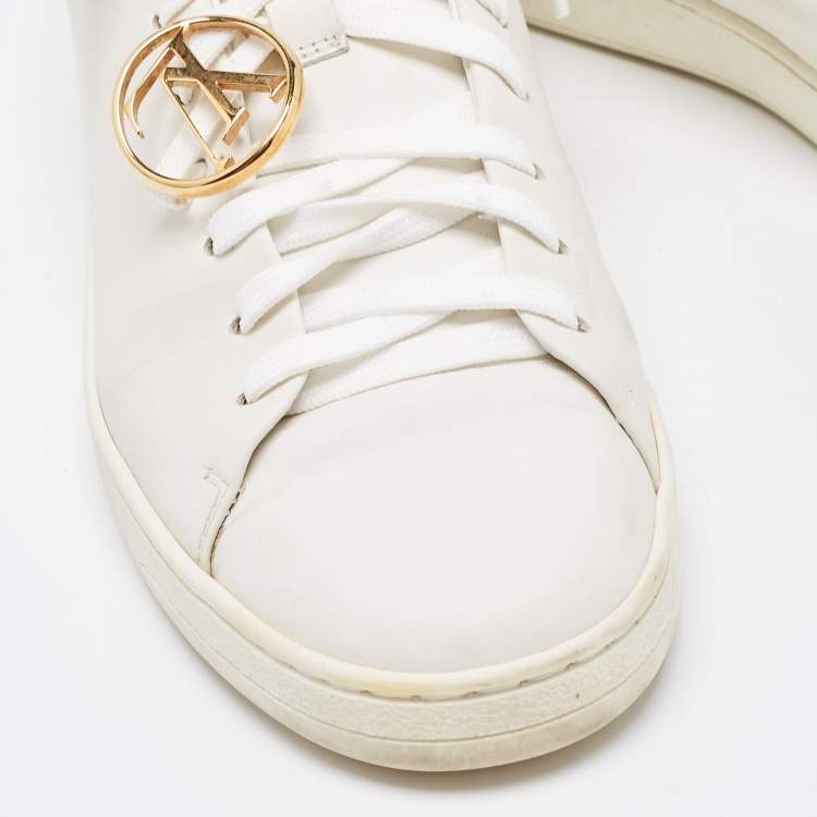 Pre Owned Louis Vuitton White Leather Frontrow  Sneakers Size 38