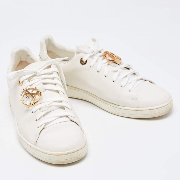 Pre Owned Louis Vuitton White Leather Frontrow  Sneakers Size 38