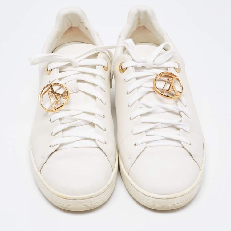 Pre Owned Louis Vuitton White Leather Frontrow  Sneakers Size 38