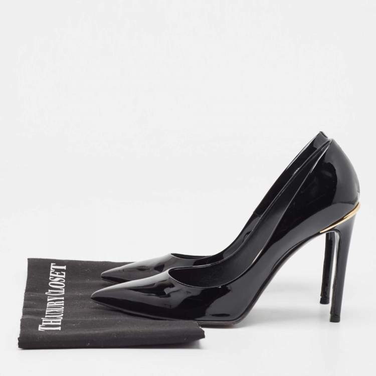 Pre Owned Louis Vuitton Black Patent Leather Eyeline Pumps Size 38