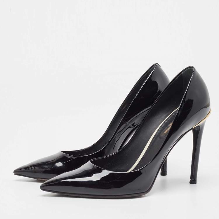 Pre Owned Louis Vuitton Black Patent Leather Eyeline Pumps Size 38