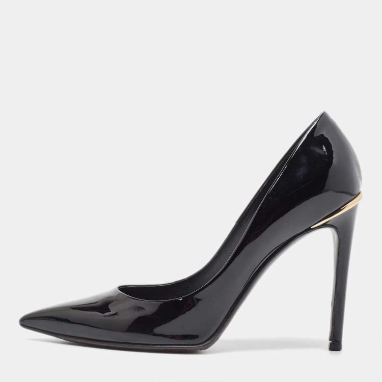 Pre Owned Louis Vuitton Black Patent Leather Eyeline Pumps Size 38