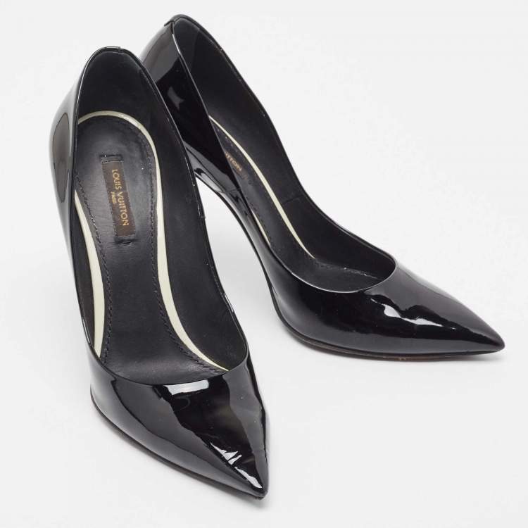 Pre Owned Louis Vuitton Black Patent Leather Eyeline Pumps Size 38