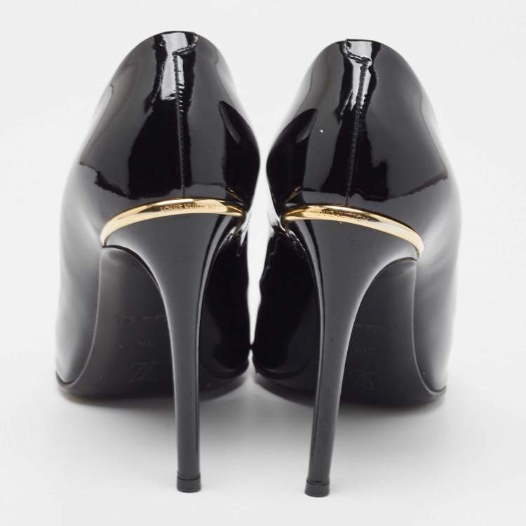 Pre Owned Louis Vuitton Black Patent Leather Eyeline Pumps Size 38