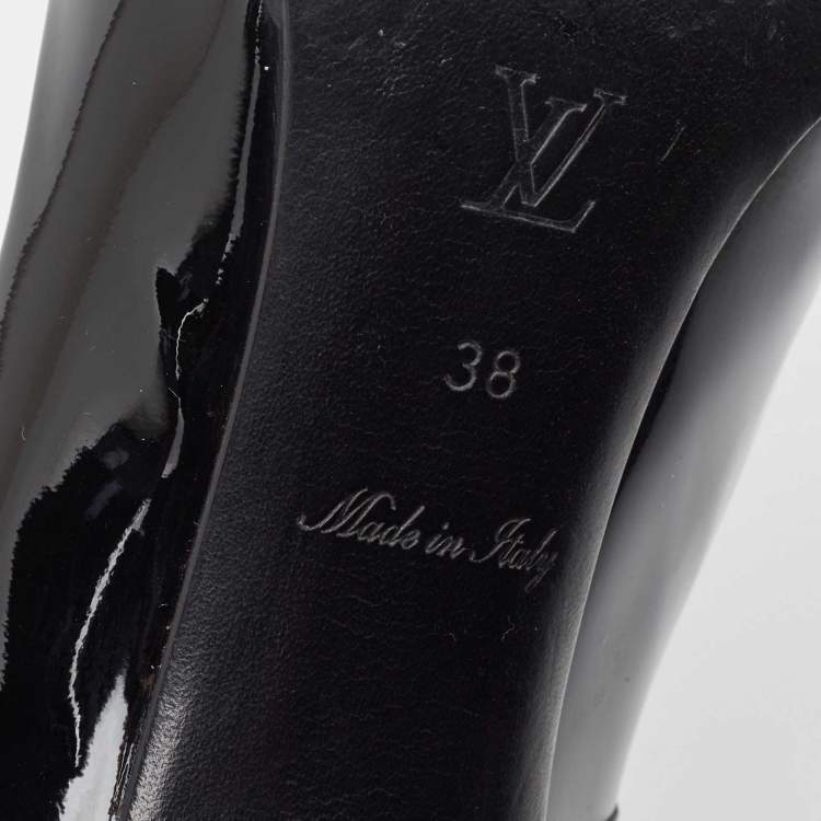 Pre Owned Louis Vuitton Black Patent Leather Eyeline Pumps Size 38