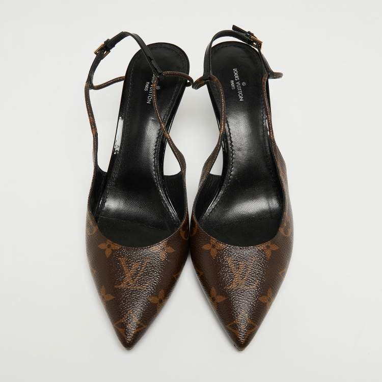 Pre Owned Louis Vuitton Brown Monogram Canvas Chérie Pointed Toe Pumps Size 40