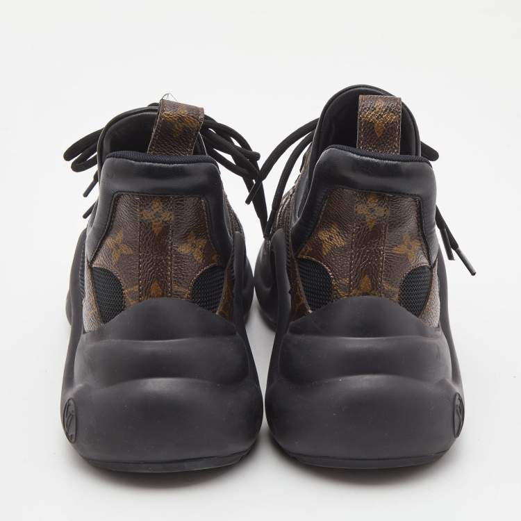 Pre Owned Louis Vuitton Black/Brown Mesh and Monogram Canvas Archlight Sneakers Size 40