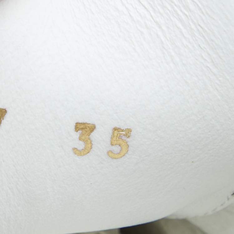 Pre Owned Louis Vuitton Two Tone Leather and Coarse Glitter Frontrow Sneakers Size 35