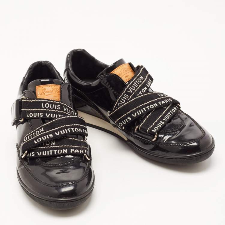 Pre Owned Louis Vuitton Black Patent Leather Sneakers Size 36