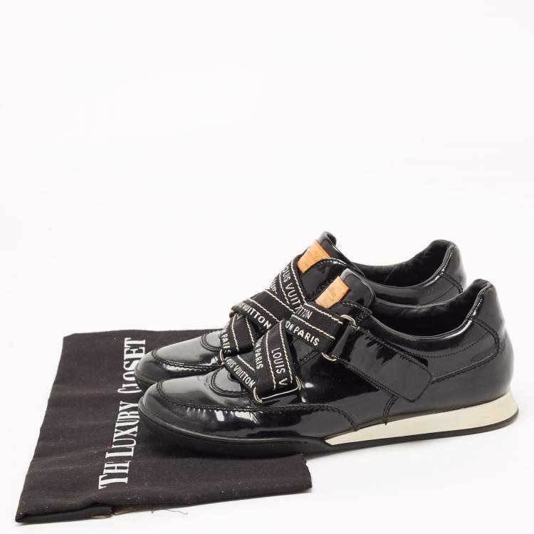 Pre Owned Louis Vuitton Black Patent Leather Sneakers Size 36