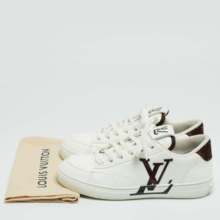 Pre Owned Louis Vuitton White Leather LV Logo Low Top Sneakers Size 38