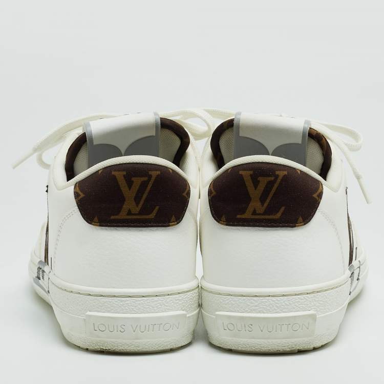 Pre Owned Louis Vuitton White Leather LV Logo Low Top Sneakers Size 38