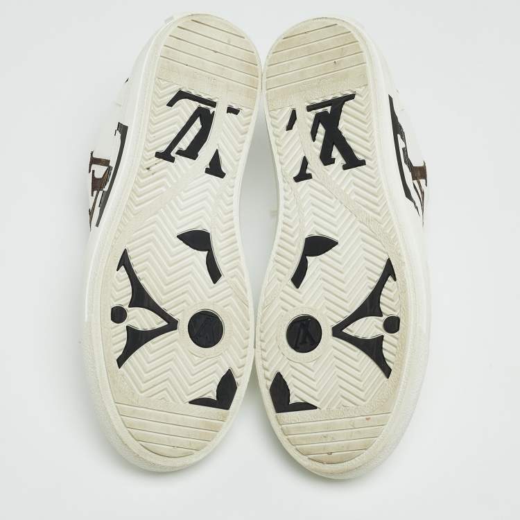 Pre Owned Louis Vuitton White Leather LV Logo Low Top Sneakers Size 38