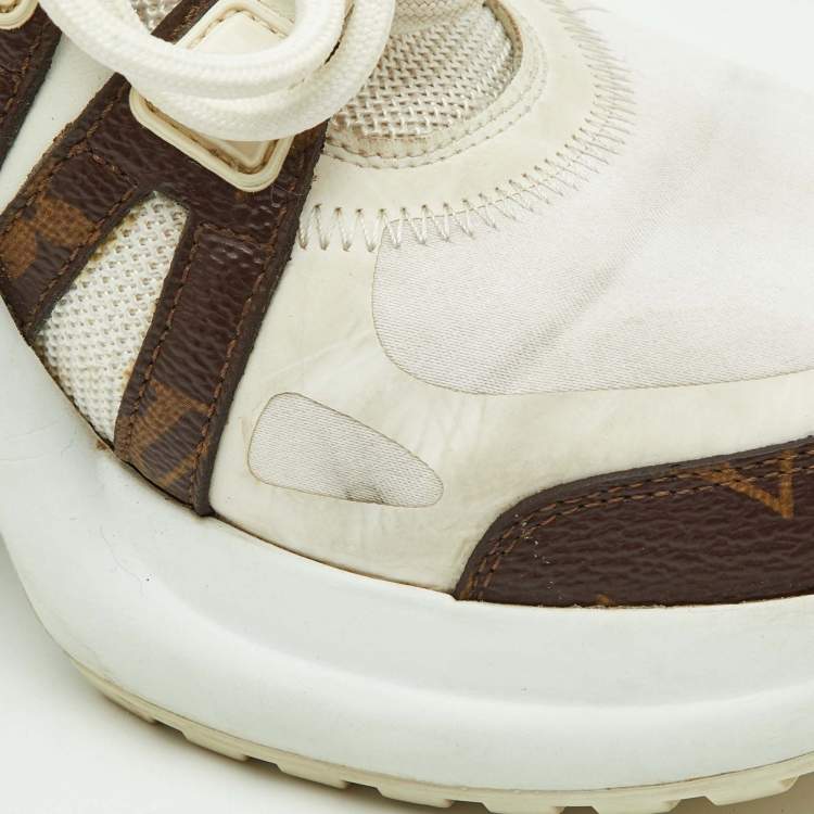Pre Owned Louis Vuitton White Mesh and Monogram Canvas Archlight Sneakers Size 35.5