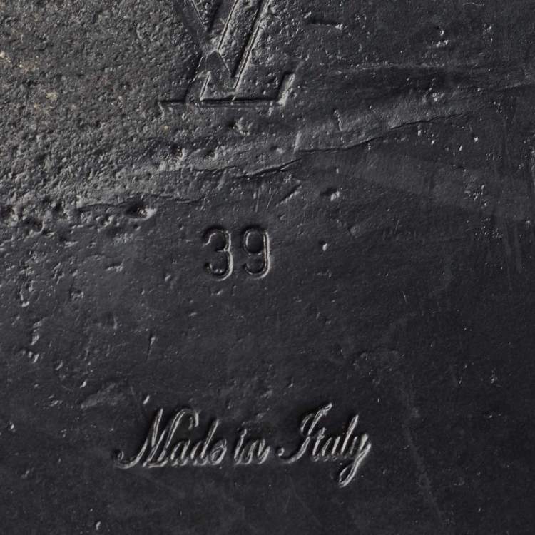 Pre Owned Louis Vuitton Brown Monogram Canvas Lock It Flat Slides Size 39