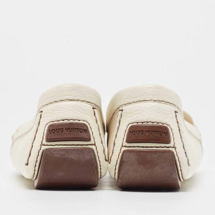Pre Owned Louis Vuitton Cream Leather Monte Carlo  Loafers Size 38.5