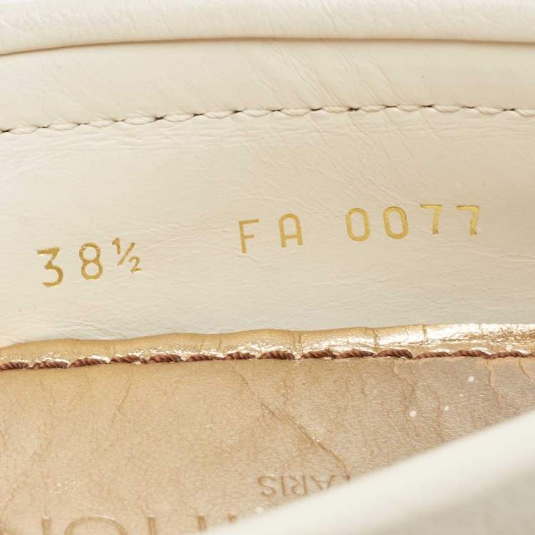 Pre Owned Louis Vuitton Cream Leather Monte Carlo  Loafers Size 38.5