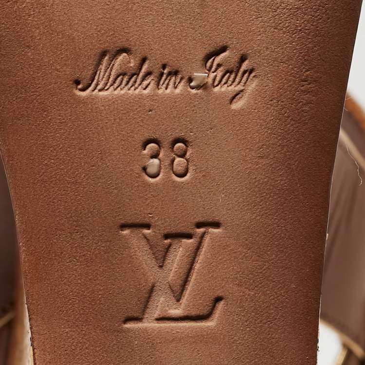 Pre Owned Louis Vuitton Beige Leather Wedge Sandals Size 38