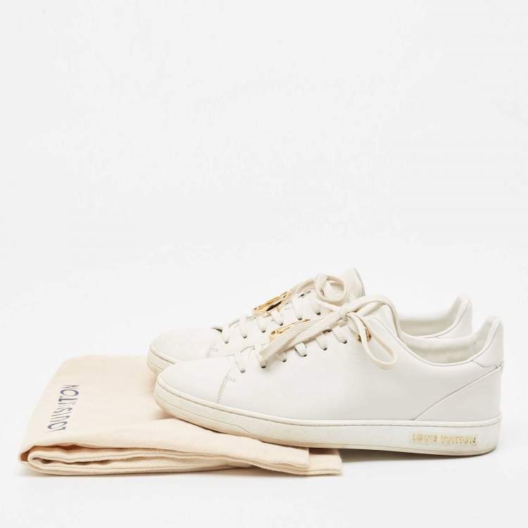 Pre Owned Louis Vuitton White Leather Frontrow Sneakers  Size 37