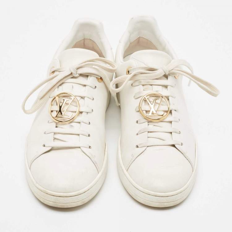 Pre Owned Louis Vuitton White Leather Frontrow Sneakers  Size 37
