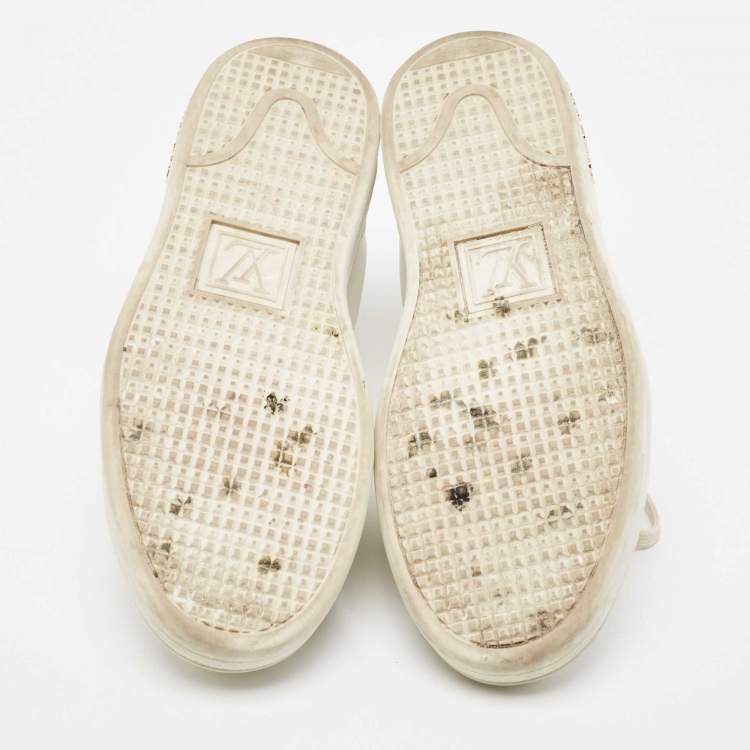 Pre Owned Louis Vuitton White Leather Frontrow Sneakers  Size 37