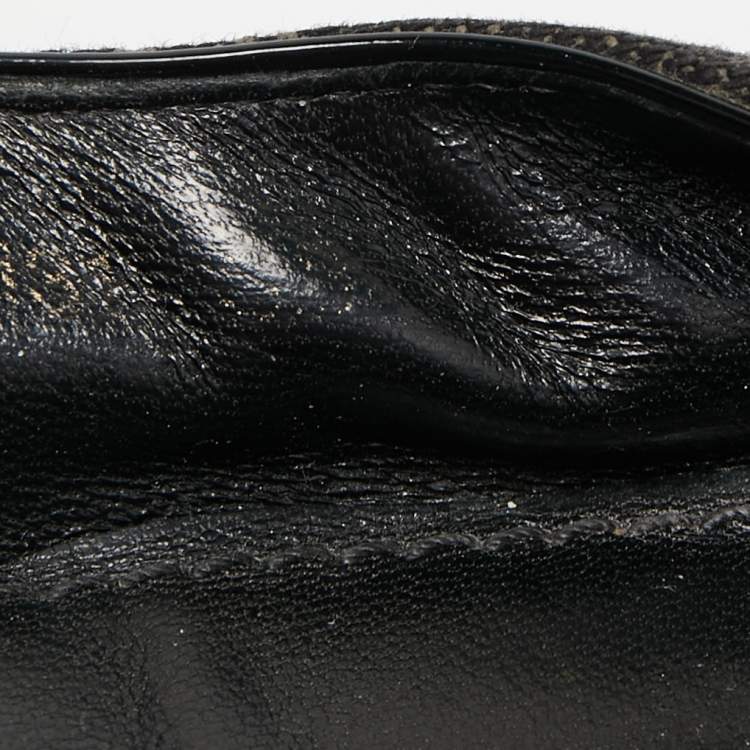 Pre Owned Louis Vuitton Black Monogram Denim Bow Ballet Flats Size 38