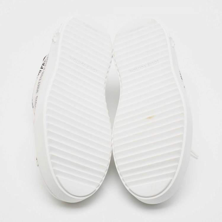 Pre Owned Louis Vuitton White/Black Leather Logo Printed Time Out Sneakers Size 37.5