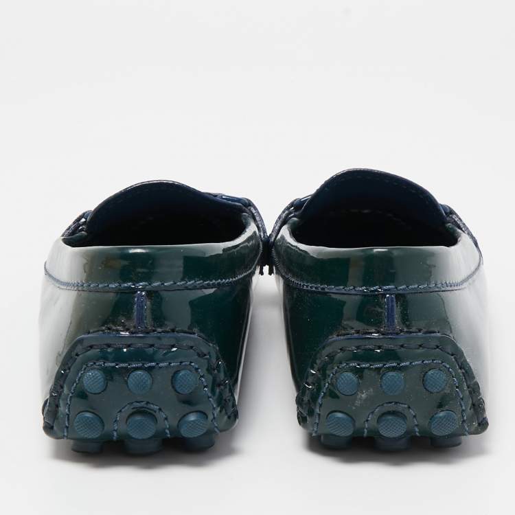 Pre Owned Louis Vuitton Green Patent Leather Oxford Loafers Size 37