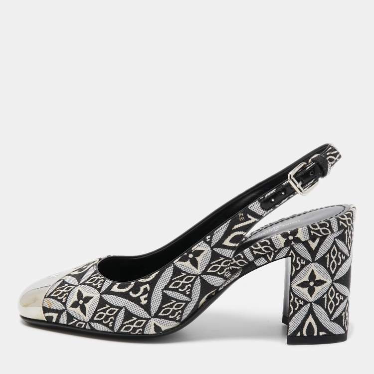 Pre Owned Louis Vuitton Monochrome 1854 Monogram Canvas Slingback Pumps Size 36