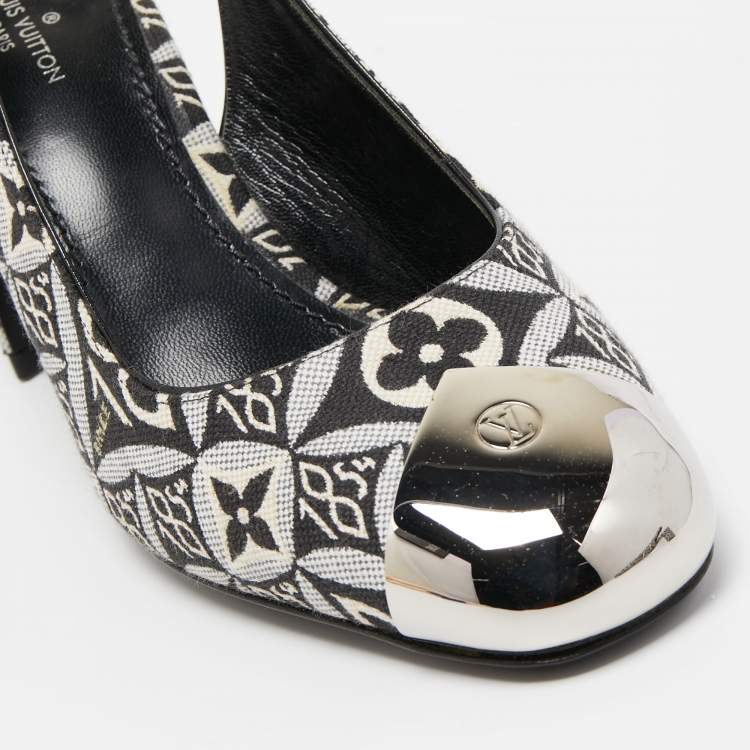 Pre Owned Louis Vuitton Monochrome 1854 Monogram Canvas Slingback Pumps Size 36